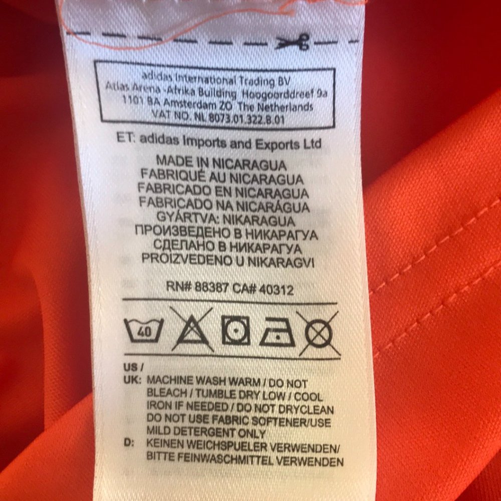 Men’s Adidas Orange Athletic Short Sleeve Shirt M - Picture 5 of 6